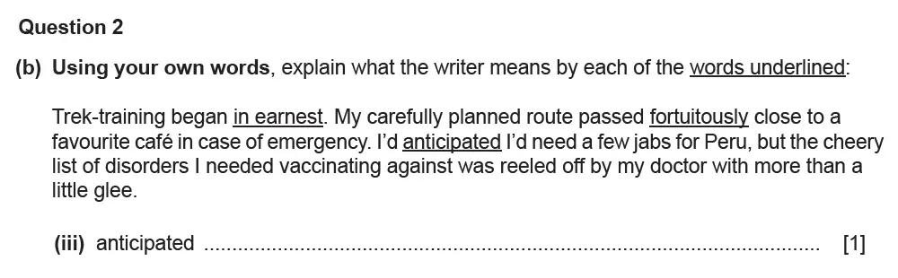 Question 02(b)(iii) - Cambridge IGCSE March 2021 TZ2 English Language Reading Paper 1