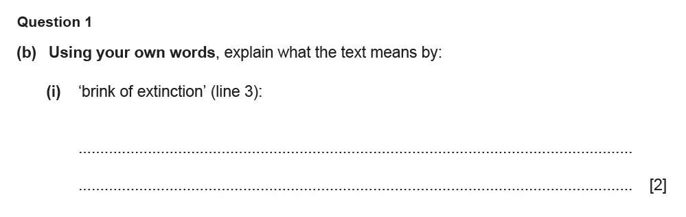 Question 01(b)(i) - Cambridge IGCSE March 2022 TZ1 English Language Reading Paper 1