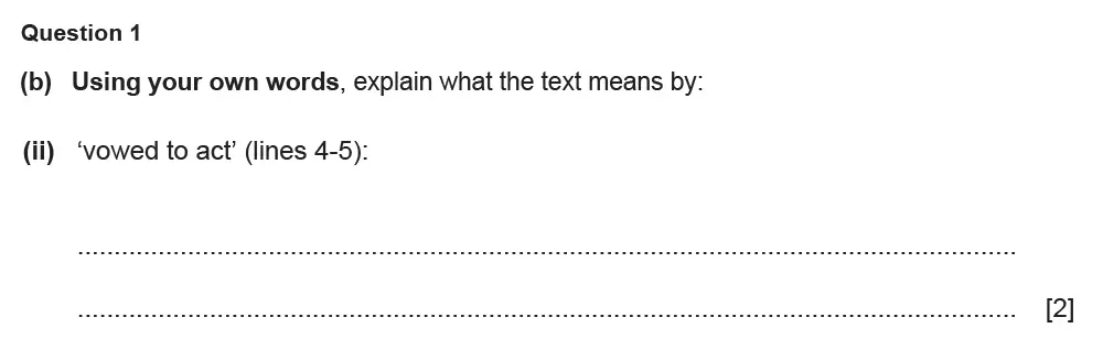 Question 01(b)(ii) - Cambridge IGCSE March 2022 TZ1 English Language Reading Paper 1