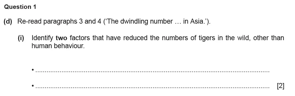Question 01(d)(i) - Cambridge IGCSE March 2022 TZ1 English Language Reading Paper 1