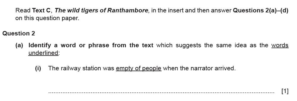 Question 02(a)(i) - Cambridge IGCSE March 2022 TZ1 English Language Reading Paper 1