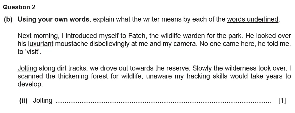 Question 02(b)(ii) - Cambridge IGCSE March 2022 TZ1 English Language Reading Paper 1