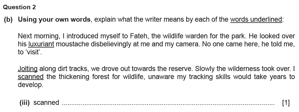 Question 02(b)(iii) - Cambridge IGCSE March 2022 TZ1 English Language Reading Paper 1
