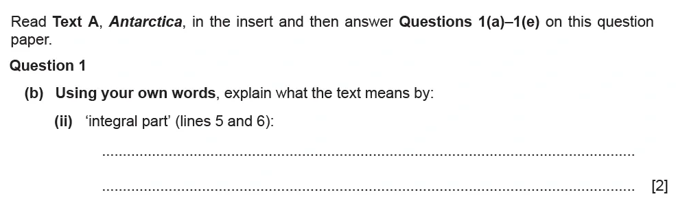 Question 01(b)(ii) - Cambridge IGCSE June 2021 TZ2 English Language Reading Paper 1