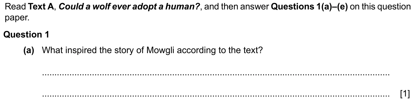 Question 1(a) - Cambridge IGCSE March 2024 TZ2 English Language Reading Paper 1