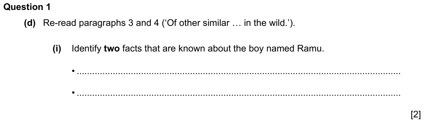 Question 1(d)(i) - Cambridge IGCSE March 2024 TZ2 English Language Reading Paper 1
