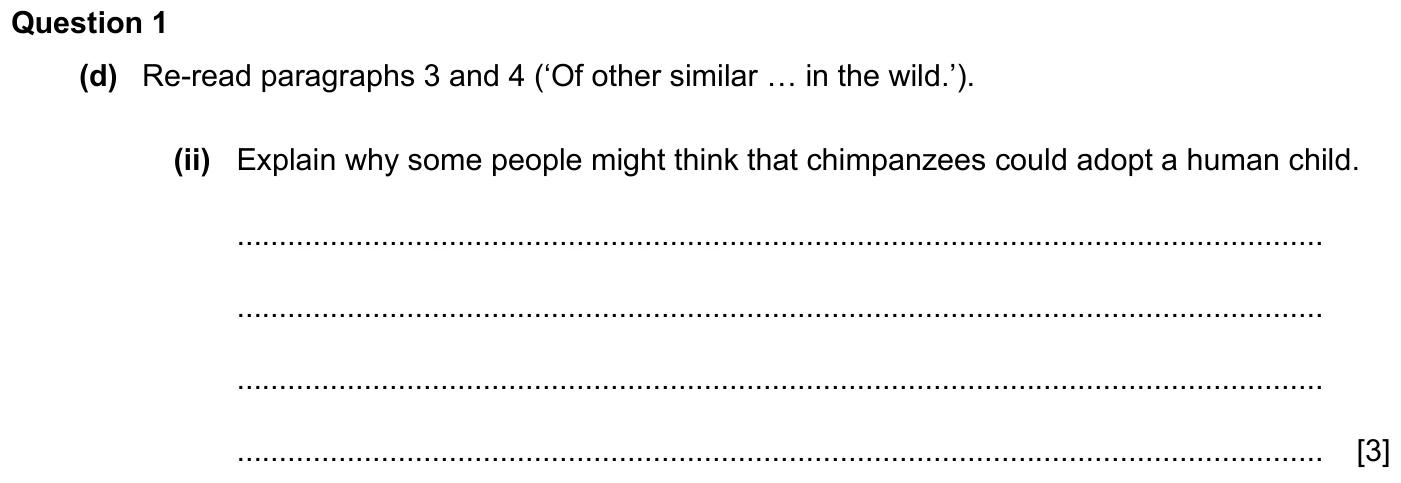 Question 1(d)(ii) - Cambridge IGCSE March 2024 TZ2 English Language Reading Paper 1