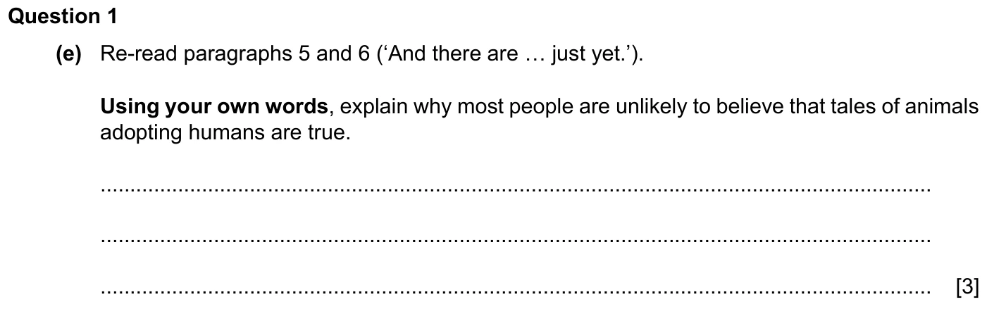 Question 1(e) - Cambridge IGCSE March 2024 TZ2 English Language Reading Paper 1