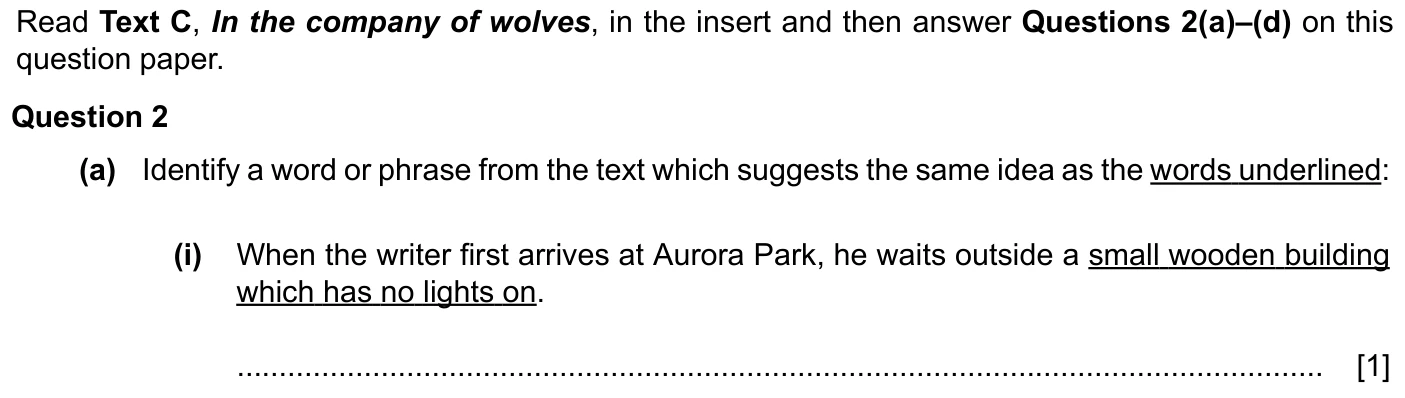 Question 2(a)(i) - Cambridge IGCSE March 2024 TZ2 English Language Reading Paper 1
