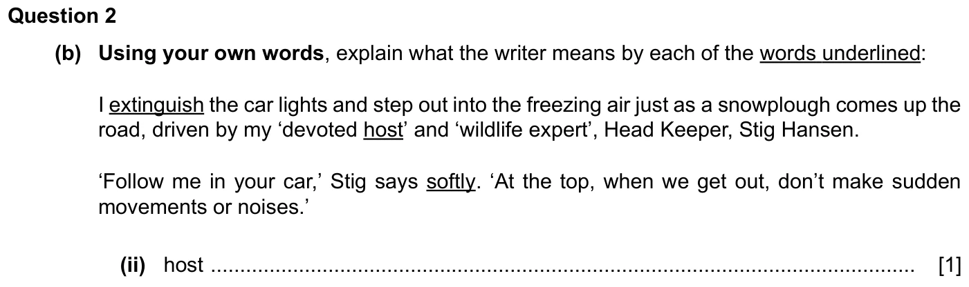 Question 2(b)(ii) - Cambridge IGCSE March 2024 TZ2 English Language Reading Paper 1