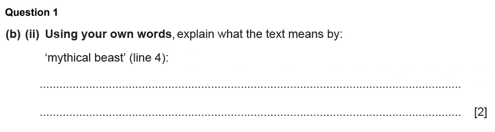 Question 01(b)(ii) - Cambridge IGCSE June 2022 TZ1 English Language Reading Paper 1