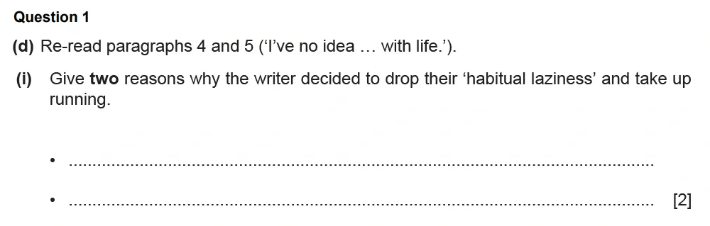Question 01(d)(i) - Cambridge IGCSE June 2022 TZ1 English Language Reading Paper 1