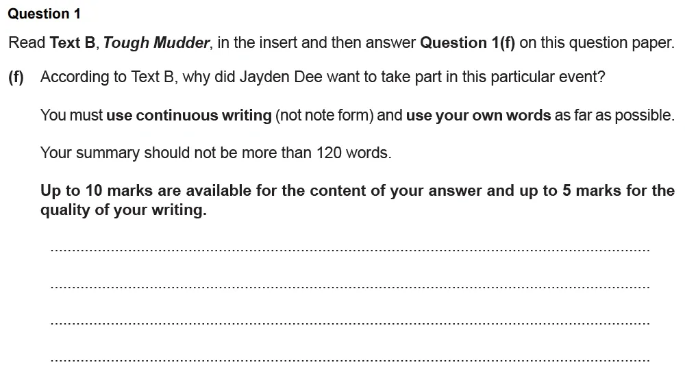 Question 01(f) - Cambridge IGCSE June 2022 TZ1 English Language Reading Paper 1
