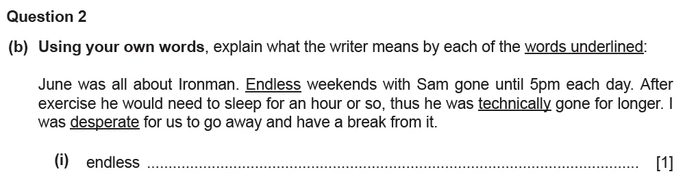 Question 02(b)(i) - Cambridge IGCSE June 2022 TZ1 English Language Reading Paper 1