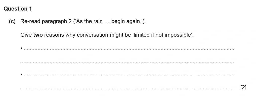 Question 01(c) - Cambridge IGCSE November 2021 TZ1 English Language Reading Paper 1