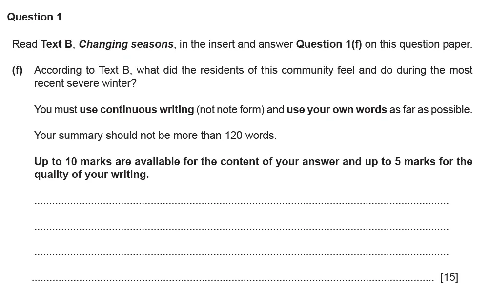 Question 01(f) - Cambridge IGCSE November 2021 TZ1 English Language Reading Paper 1