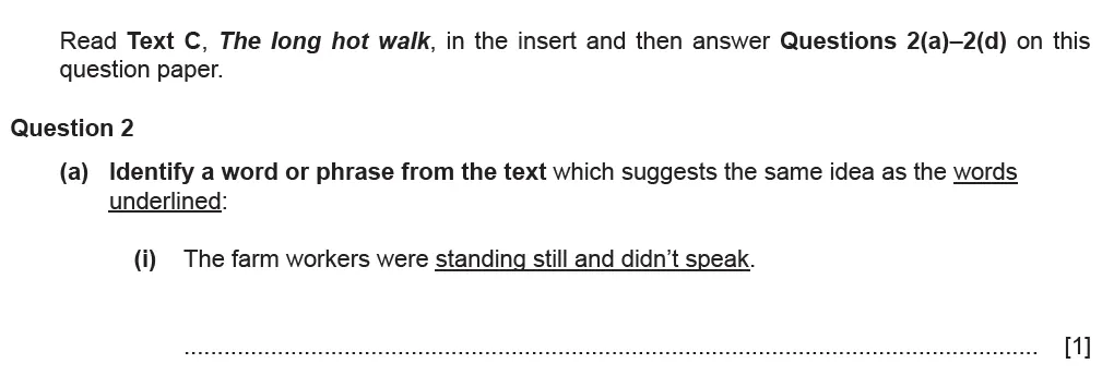 Question 02(a)(i) - Cambridge IGCSE November 2021 TZ1 English Language Reading Paper 1