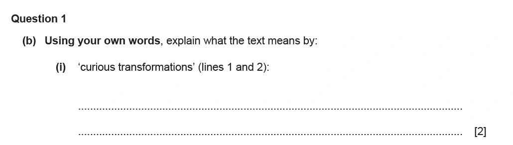 Question 01(b)(i) - Cambridge IGCSE November 2021 TZ2 English Language Reading Paper 1