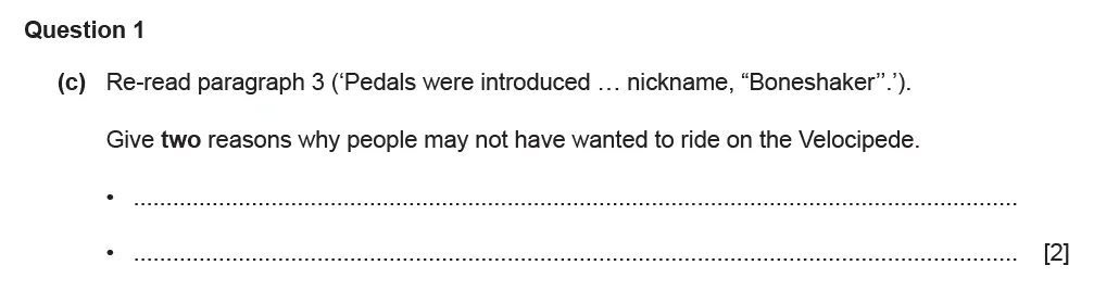 Question 01(c) - Cambridge IGCSE November 2021 TZ2 English Language Reading Paper 1