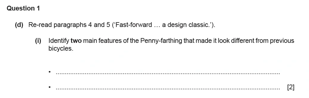 Question 01(d)(i) - Cambridge IGCSE November 2021 TZ2 English Language Reading Paper 1