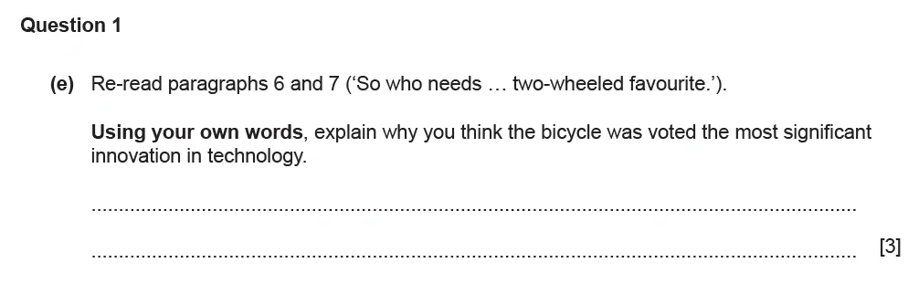 Question 01(e) - Cambridge IGCSE November 2021 TZ2 English Language Reading Paper 1