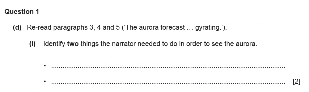 Question 01(d)(i) - Cambridge IGCSE November 2021 TZ3 English Language Reading Paper 1