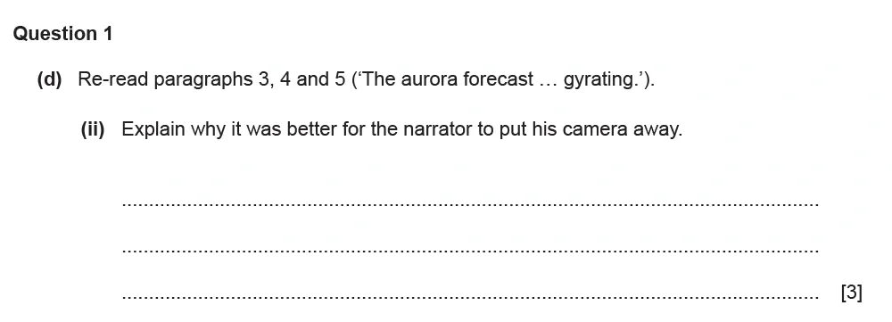 Question 01(d)(ii) - Cambridge IGCSE November 2021 TZ3 English Language Reading Paper 1