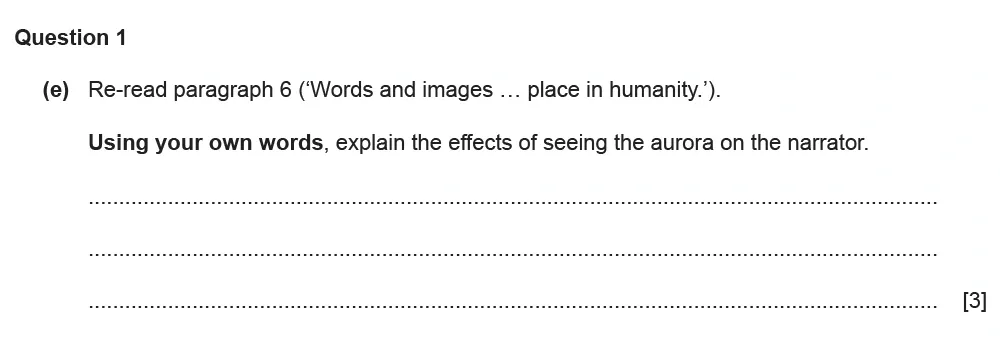 Question 01(e) - Cambridge IGCSE November 2021 TZ3 English Language Reading Paper 1