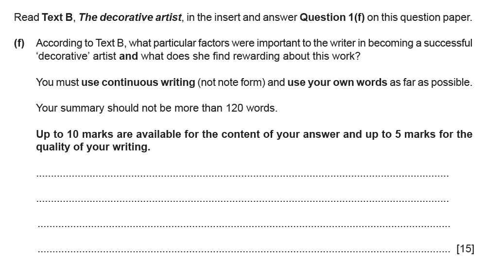 Question 01(f) - Cambridge IGCSE November 2021 TZ3 English Language Reading Paper 1