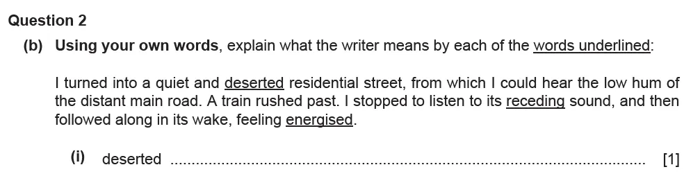 Question 02(b)(i) - Cambridge IGCSE November 2021 TZ3 English Language Reading Paper 1