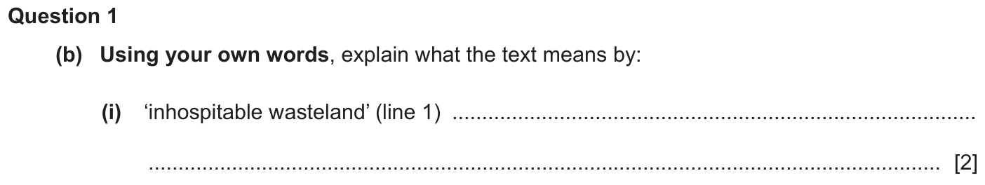Question 1b (i) - Cambridge IGCSE November 2025 TZ3 English Language Reading Paper 1