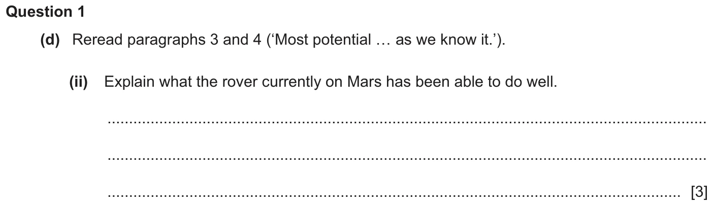 Question 1d (ii) - Cambridge IGCSE November 2025 TZ3 English Language Reading Paper 1