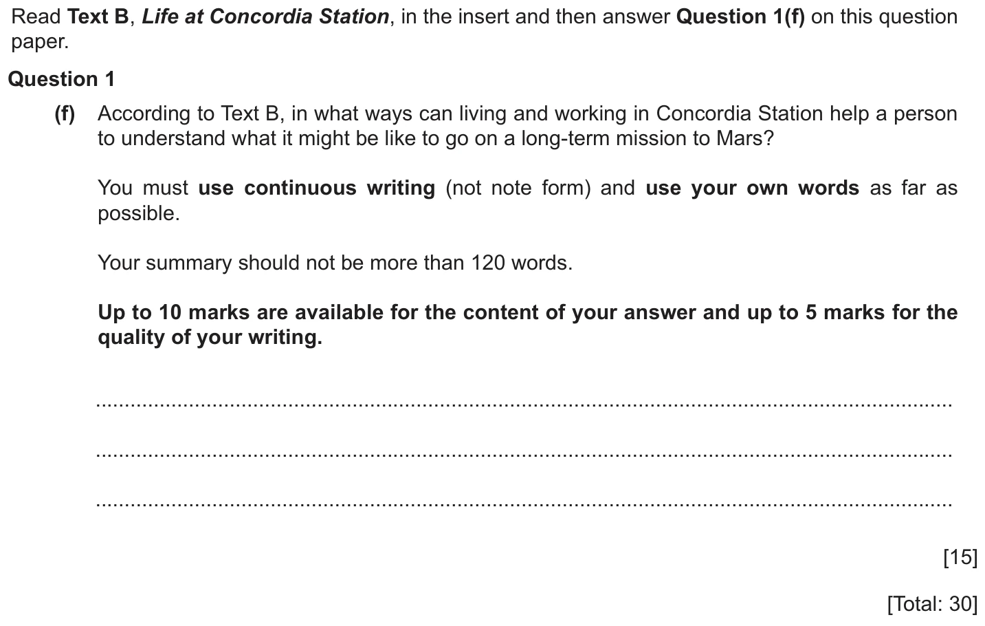 Question 1f - Cambridge IGCSE November 2025 TZ3 English Language Reading Paper 1