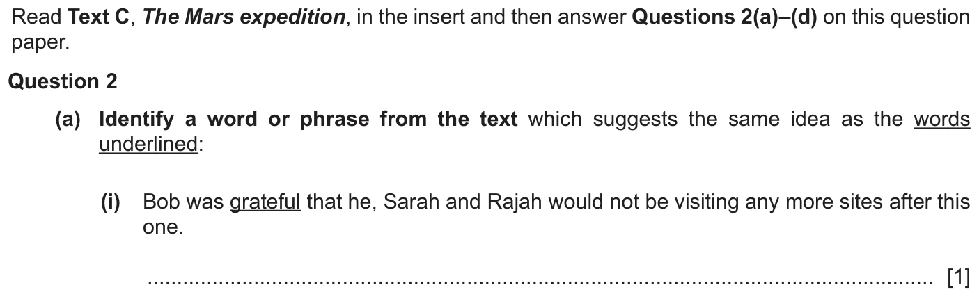 Question 2a (i) - Cambridge IGCSE November 2025 TZ3 English Language Reading Paper 1