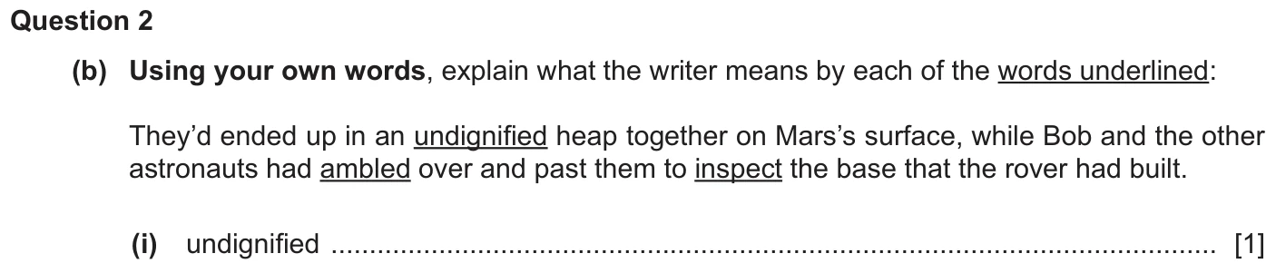 Question 2b (i) - Cambridge IGCSE November 2025 TZ3 English Language Reading Paper 1