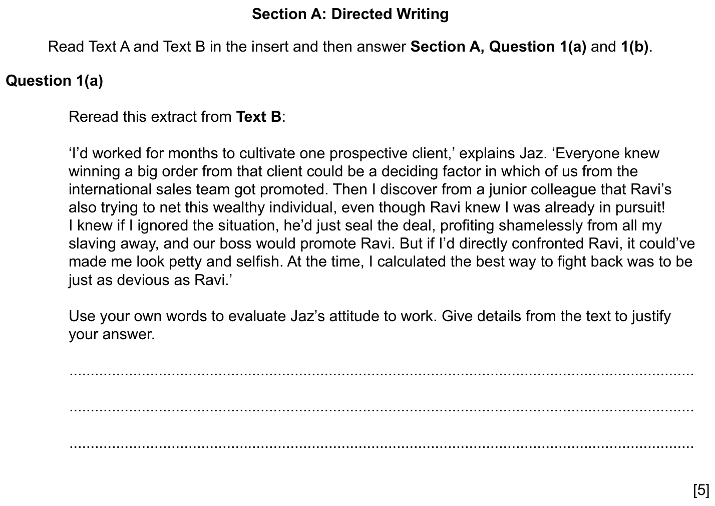 Writing task 1(a) - Cambridge IGCSE 2027 Specimen TZ1 English Language Composition Paper 2