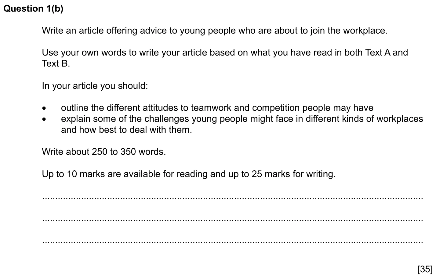Writing task 1(b) - Cambridge IGCSE 2027 Specimen TZ1 English Language Composition Paper 2