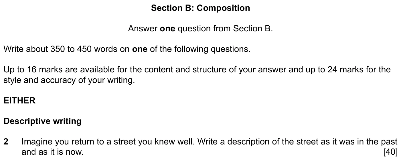 Writing task 2 - Cambridge IGCSE 2027 Specimen TZ1 English Language Composition Paper 2