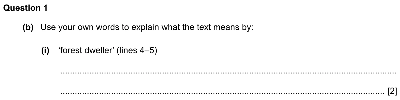 Question 1(b)(i) - Cambridge IGCSE 2027 Specimen TZ1 English Language Reading Paper 1