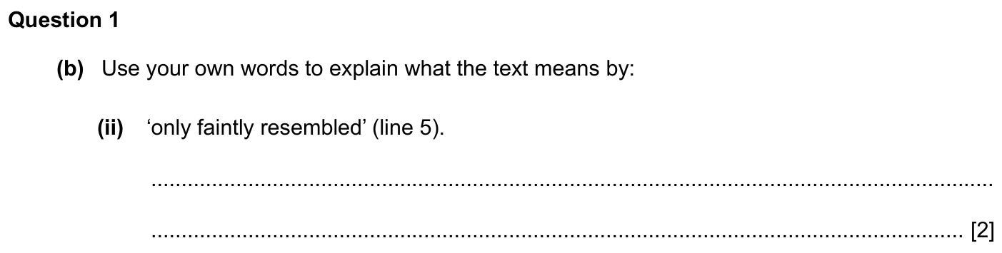 Question 1(b)(ii) - Cambridge IGCSE 2027 Specimen TZ1 English Language Reading Paper 1