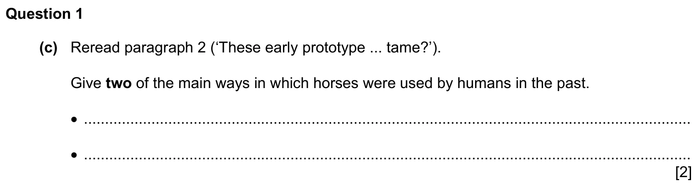 Question 1(c) - Cambridge IGCSE 2027 Specimen TZ1 English Language Reading Paper 1