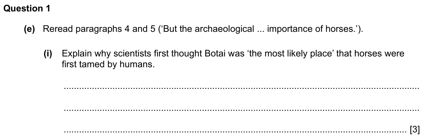 Question 1(e)(i) - Cambridge IGCSE 2027 Specimen TZ1 English Language Reading Paper 1