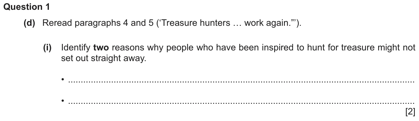 Question 1d (i) - Cambridge IGCSE June 2025 TZ1 English Language Reading Paper 1