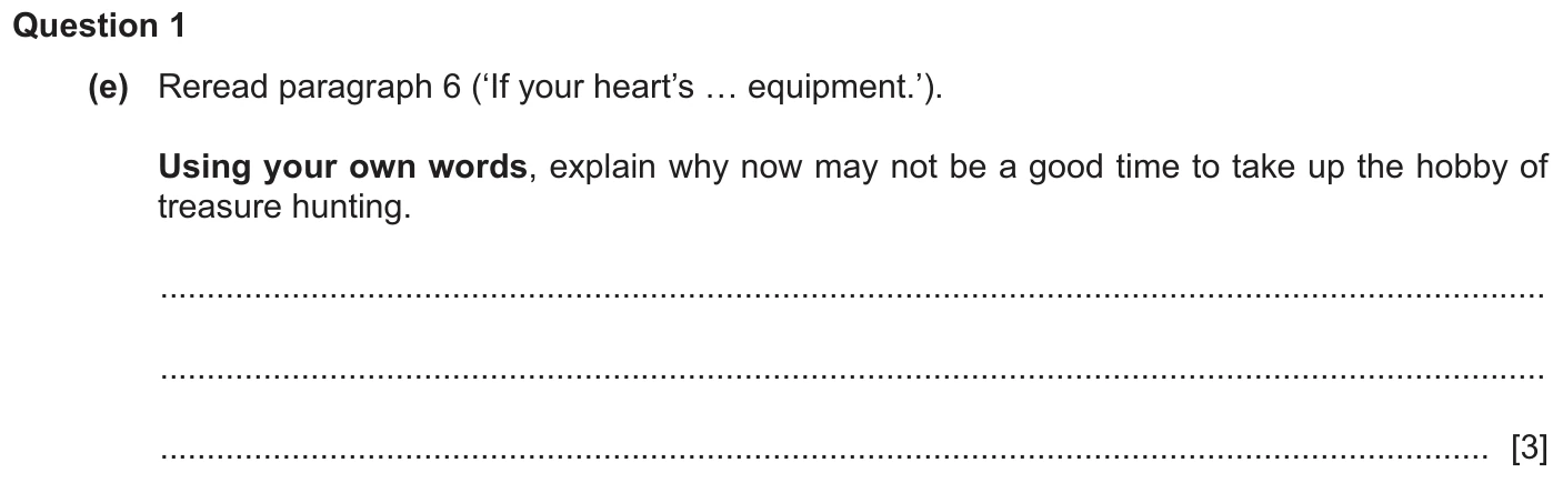 Question 1e - Cambridge IGCSE June 2025 TZ1 English Language Reading Paper 1