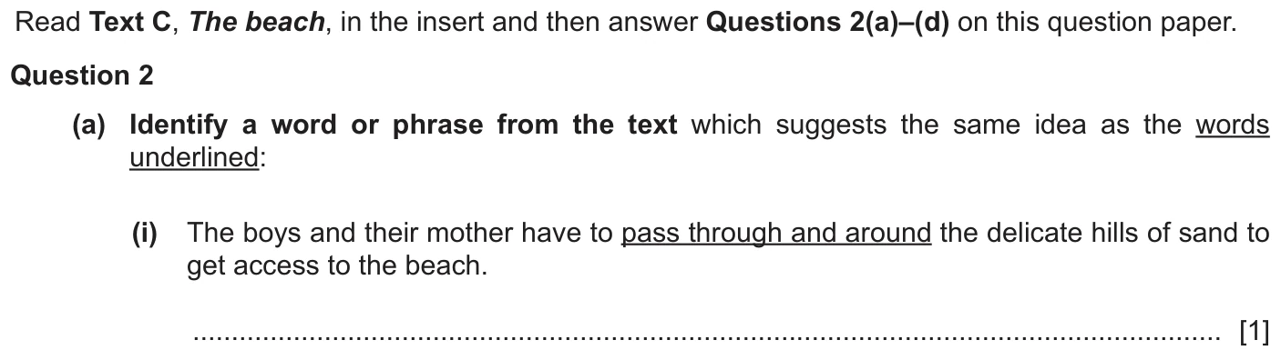 Question 2a (i) - Cambridge IGCSE June 2025 TZ1 English Language Reading Paper 1