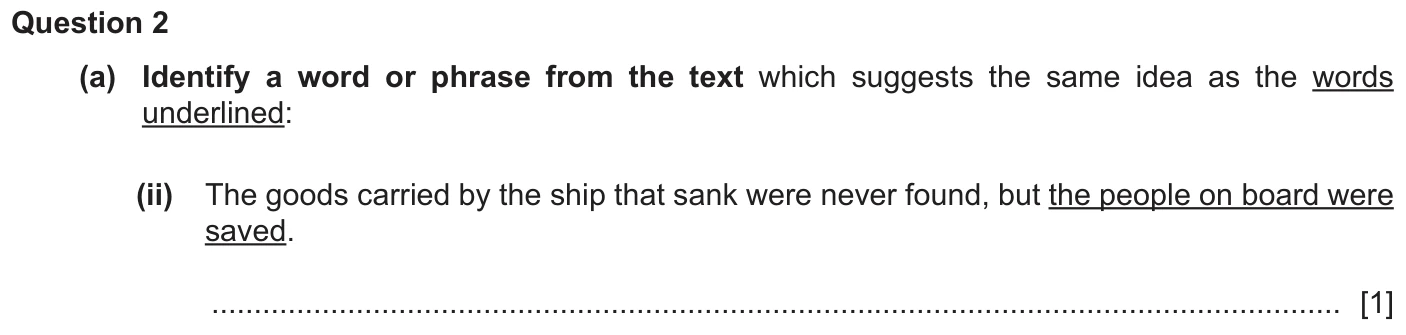 Question 2a (ii) - Cambridge IGCSE June 2025 TZ1 English Language Reading Paper 1