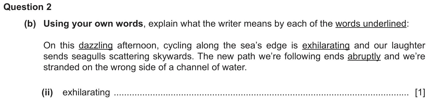 Question 2b (ii) - Cambridge IGCSE June 2025 TZ1 English Language Reading Paper 1