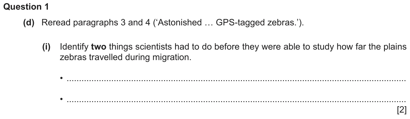 Question 1d(i) - Cambridge IGCSE March 2025 TZ2 English Language Reading Paper 1