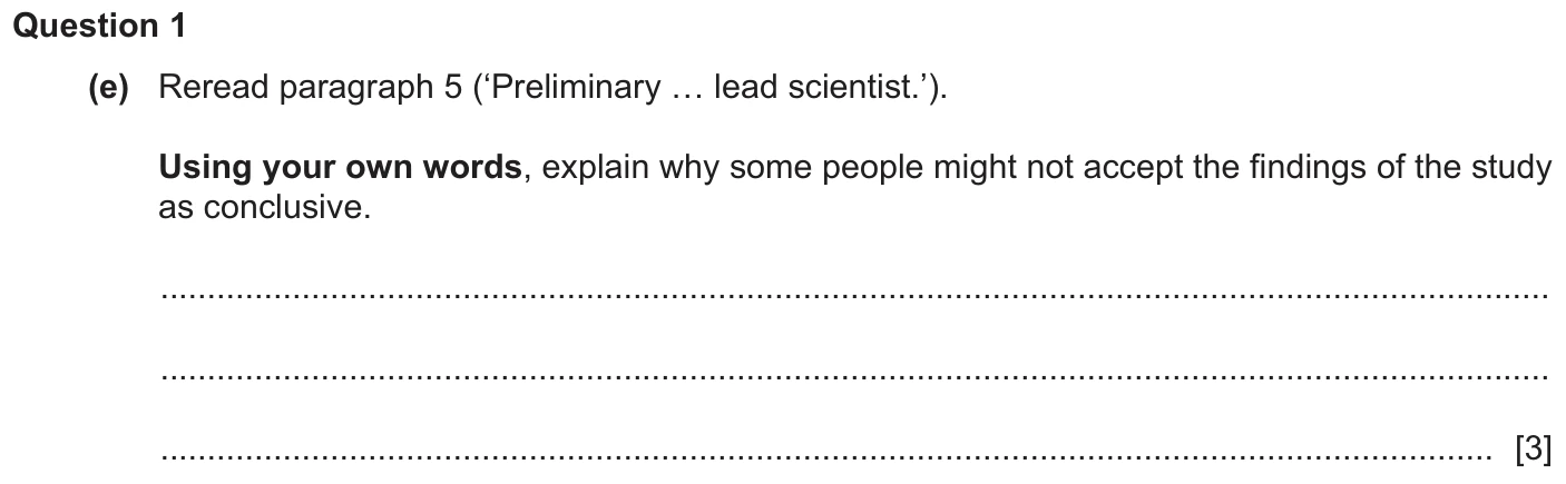 Question 1e - Cambridge IGCSE March 2025 TZ2 English Language Reading Paper 1