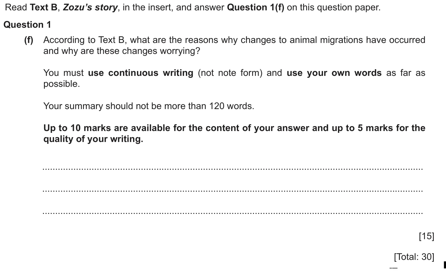 Question 1f - Cambridge IGCSE March 2025 TZ2 English Language Reading Paper 1